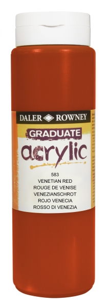 Daler Rowney Graduate Pintura Acrilica - Botella de Plastico - 500ml - Color Rojo Veneciano