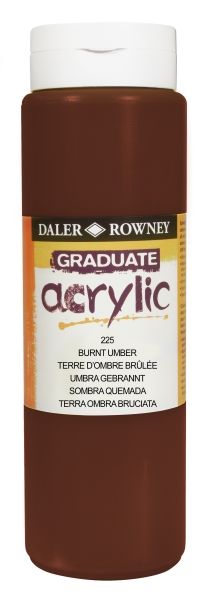 Daler Rowney Graduate Pintura Acrilica - Botella de Plastico - 500ml - Color Sombra Tostada