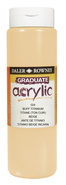 Daler Rowney Graduate Pintura Acrilica - Botella de Plastico - 500ml - Color Titanio Buff