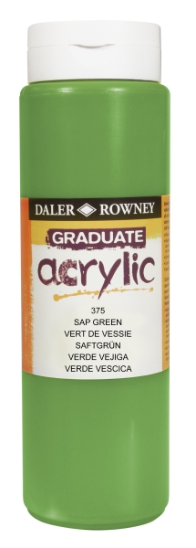 Daler Rowney Graduate Pintura Acrilica - Botella de Plastico - 500ml - Color Verde Vejiga
