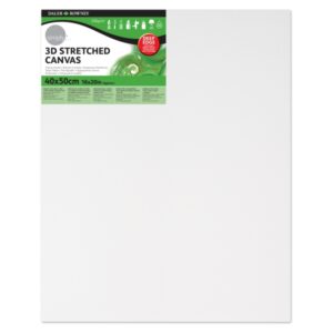 Daler Rowney Simply Bastidor Entelado 3D - 40x50cm - Imprimacion Triple - Grano Medio - 100% Algodon sin Acido - 250g - Color Blanco