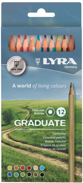 Lyra Graduate Pack de 12 Lapices de Colores - Hexagonal - Color Negro