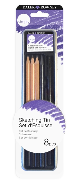 Daler Rowney Simply Pack de 8 Lapices para Esbozo - Estuche Metalico - Color Negro