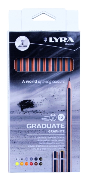 Lyra Graduate Pack de 12 Lapices de Grafito - Graduaciones Surtidas - Color Negro