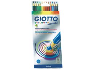 Giotto Stilnovo Acqarell Pack de 12 Lapices de Colores Acuarelables - Forma Hexagonal - Mina 3.3mm - Colores Surtidos
