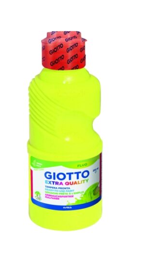 Giotto Extra Quality Fluo Tempera - 250ml - Lispa para el Uso - Botella Bio Pet - Color Amarillo Fluorescente