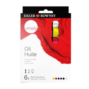 Daler Rowney Simply Pack de 6 Pinturas al Oleo - Tubos de Aluminio - 12ml - Colores Surtidos