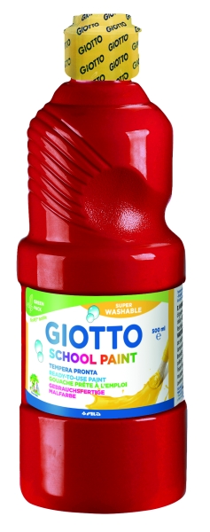 Giotto School Paint Tempera - 500ml - Lista para el Uso - Super Lavable - Botella Bio Pet - Color Rojo Bermellon