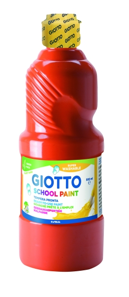 Giotto School Paint Tempera - 500ml - Lista para el Uso - Super Lavable - Botella Bio Pet - Color Rojo Escarlata