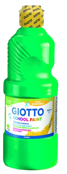 Giotto School Paint Tempera - 500ml - Lista para el Uso - Super Lavable - Botella Bio Pet - Color Verde