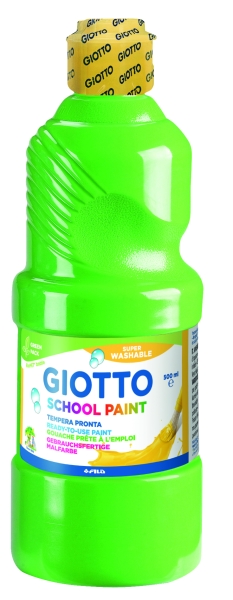Giotto School Paint Tempera - 500ml - Lista para el Uso - Super Lavable - Botella Bio Pet - Color Verde Esmeralda