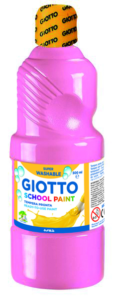 Giotto School Paint Tempera - 500ml - Lista para el Uso - Super Lavable - Botella Bio Pet - Color Rosa Claro