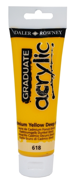 Daler Rowney Graduate Pintura Acrilica - Tubo de Plastico - 120ml - Color Amarillo de Cadmio Profundo