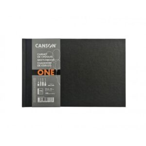 Canson Sketch One Cuaderno Apaisado con 98 Hojas - 21.6x14cm - 100g - Grano Fino - Color Blanco