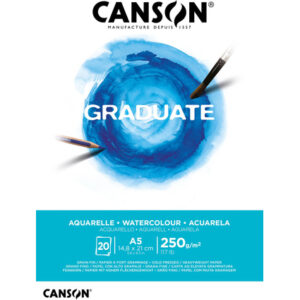 Canson Graduate Acuarela Bloc Encolado de 20 Hojas A5 - 250g - Grano Fino - Color Blanco