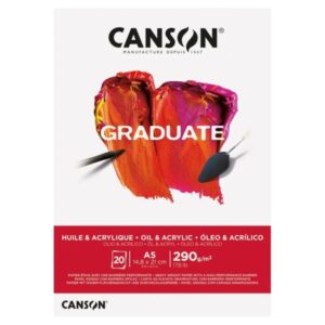 Canson Graduate Oleo & Acrilico Bloc Encolado de 20 Hojas A5 - 290g - Grano Fino - Color Blanco