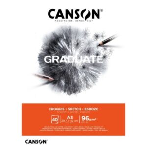 Canson Graduate Sketch Bloc Encolado de 40 Hojas A3 - 96g - Grano Fino - Color Blanco