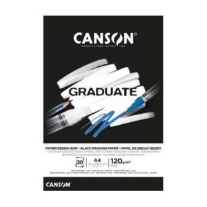 Canson Graduate Black Bloc Encolado de 20 Hojas A5 - 120g - Grano Fino - Color Negro