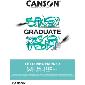 Canson Graduate Lettering Rotulador Bloc Encolado de 20 Hojas A4 - 180g - Satinado - Color Blanco
