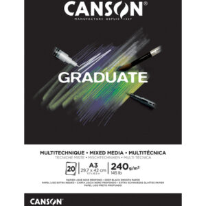 Canson Graduate Mix Media Bloc Encolado de 20 Hojas A3 - 240g - Grano Fino - Color Negro
