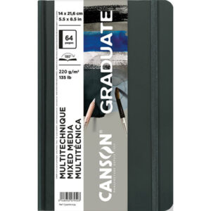 Canson Graduate Mix Media Cuaderno con 32 Hojas - 14x21.6cm - 220g - Grano Fino - Color Gris