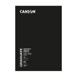 Canson Graduate Dibujo y Esbozo Cuaderno Grapado con 20 Hojas A5 - 140g - Grano Fino - Color Blanco
