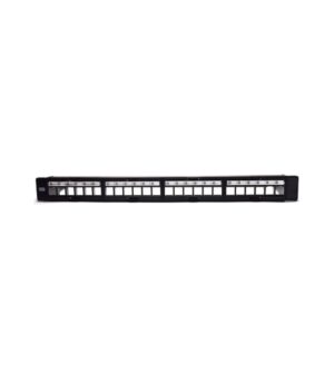 WP Patch Panel de 24 Puertos RJ45 CAT6 STP - 1U Keystone Modular - Color Negro