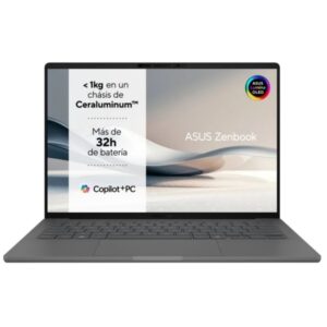 Asus ZenBook A14 OLED Portatil 14" Qualcomm Snapdragon X1-26-100 - 32GB - 512B SSD - Windows 11 Home - Color Gris - Teclado QWERTY (ES)
