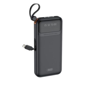 XO PR278 Powerbank 10000mAh - 3 Salidas - Cables Integrados - USB-A, USB-C, USB-Micro y Lightning - Pantalla Digital - Color Negro