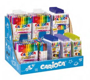 Carioca Fineliner Expositor con 50 Packs Surtidos de Rotuladores Fineliner - Punta Blanca de Acetal 0.5mm - Colores Surtidos