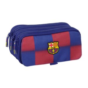 Safta F.C.Barcelona Estuche Portatodo de 1.72L - 3 Compartimentos - Cinta Trasera Adaptable a Carro - Cierre de Cremallera - 21.5x10x8cm - Color Rojo y Azul