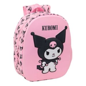Safta Kuromi Mochila 3D de 8.64L - Portabotellas - Tarjeta de Identificacion Personal - Hombreras Acolchadas - 27x33x10cm - Color Rosa Pastel