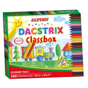 Alpino Dacstrix Economy Pack de 288 Ceras Semiblandas de Colores - Forma Triangular - Mezclables - No Manchan - Colores Surtidos