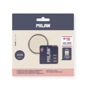 Milan 403 Since 1918 Candado TSA con Cierre de Combinacion - 3 Digitos - Metalico - Color Azul