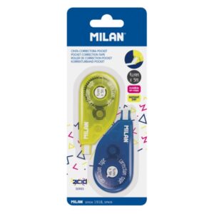 Milan Acid Pocket Pack de 2 Cintas Correctoras - Presentacion en Blister - 2mm x 5m - Color Amarillo