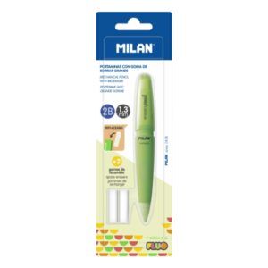Milan Capsule Fluo Portaminas 1.3mm - Incluye 2 Gomas de Recambio - Colores Surtidos