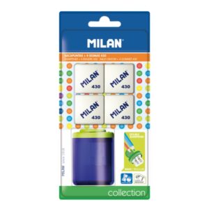Milan Collection Pack de Sacapuntas + 4 Gomas 430 - Colores Surtidos