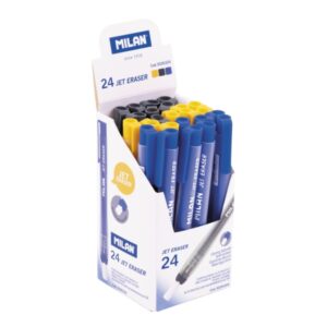Milan Jet Eraser Expositor con 24 Portagomas Automaticos - Redondo - Colores Surtidos