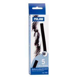 Milan Pack de 5 Barritas de Carboncillo - Natural - Cuadrado 10x10mm - Color Negro