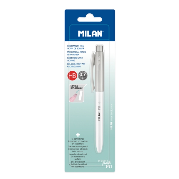 Milan Pl1 + Portaminas 0.7mm - Superficie Antibacteriana - Color Gris