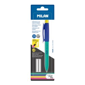 Milan Pl1 Portaminas 0.9mm - Incluye 2 Gomas de Recambio - Colores Surtidos