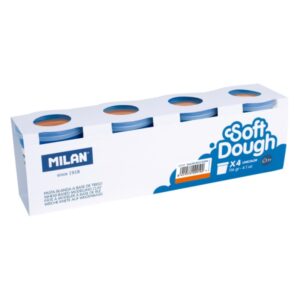 Milan Soft Dough Pack de 4 Botes de Pasta Blanda - 100% Vegetal - Moldeable - Sin Residuos - Colores Mezclables - 116g por Unidad - Color Naranja