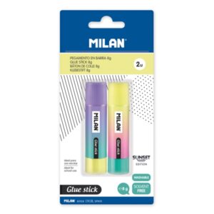 Milan Sunset Pack de 2 Barras de Pegamento 8g - Multiusos - Multisuperficies - Sin Disolventes - Uso Escolar - Color Azul Marino