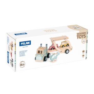 Milan Wheels On The Road Juguete Educativo de Madera - 4 Vehiculos - Promueve Imaginacion - Multicolor