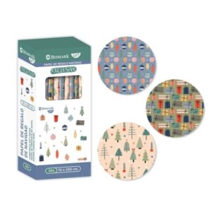 Bismark Navidad Exclusive Rollo de Papel Regalo - Medidas 70cmx200cm - 3 Diseños Diferentes