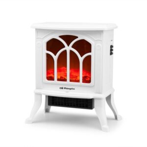 Orbegozo CM 9021 Chimenea Electrica - Potencia 1500W - Termostato Regulable - Efecto Fuego Real - Calefactor Ceramico - 40.5x45x24cm - Color blanco