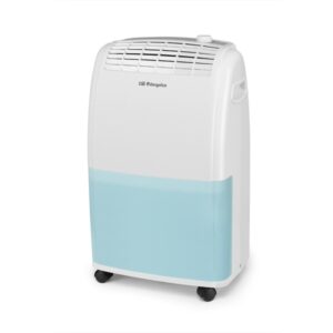 Orbegozo DH 2025 Deshumidificador - Potencia 420W - Absorbe 20 L/Dia - Deposito de 3.6L - Respetuoso con el Medio Ambiente - Temporizador - Ruedas y Asa de Transporte - 34.5x22.5x58cm - Color blanco y azul
