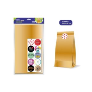 Bismark Pack de 10 Sobres Papel Kraft 50grs con 10 Pegatinas para Cierre - Medidas 19x36x6cm - Ideal para Regalos - Color Oro