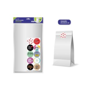 Bismark Pack de 10 Sobres Papel Kraft 50grs con 10 Pegatinas para Cierre - Medidas 24x42x6cm - Ideal para Regalos - Color Blanco