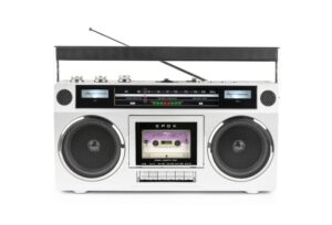 Bigben Blaster Radio Cassette Portatil Retro - Radio FM - Potencia Musical 15W - Bluetooth - Alimentacion de Corriente y Pilas